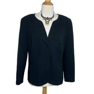 Liz Baker 16 black‎ polyester 3 button blazer